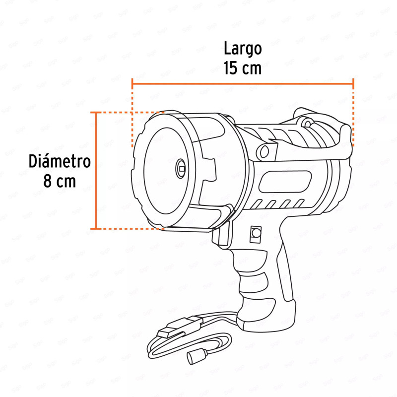 Linterna reflectora LED 300 lm recargable, TRUPER