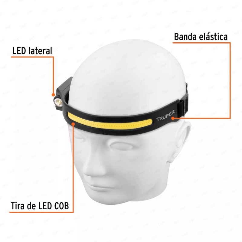 Linterna de minero LED 350 lm con sensor, recargable, TRUPER