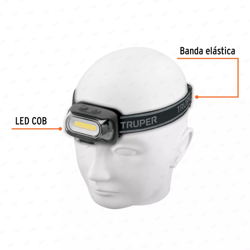 Linterna de minero LED 350 lm con sensor, recargable, TRUPER