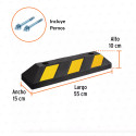 Tope para carro Truper 55 cm color negro con franjas amarillas reflejantes, resistente a rayos UV, aceite y humedad.