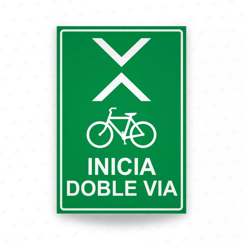 Rótulo Inicio de Ciclovía Doble Vía 24” x 34” | Cod. CIC-101