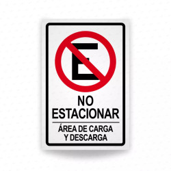 Rótulo Vial Reglamentario - No Estacionar Área de Carga y Descarga  | Cod. SR-100