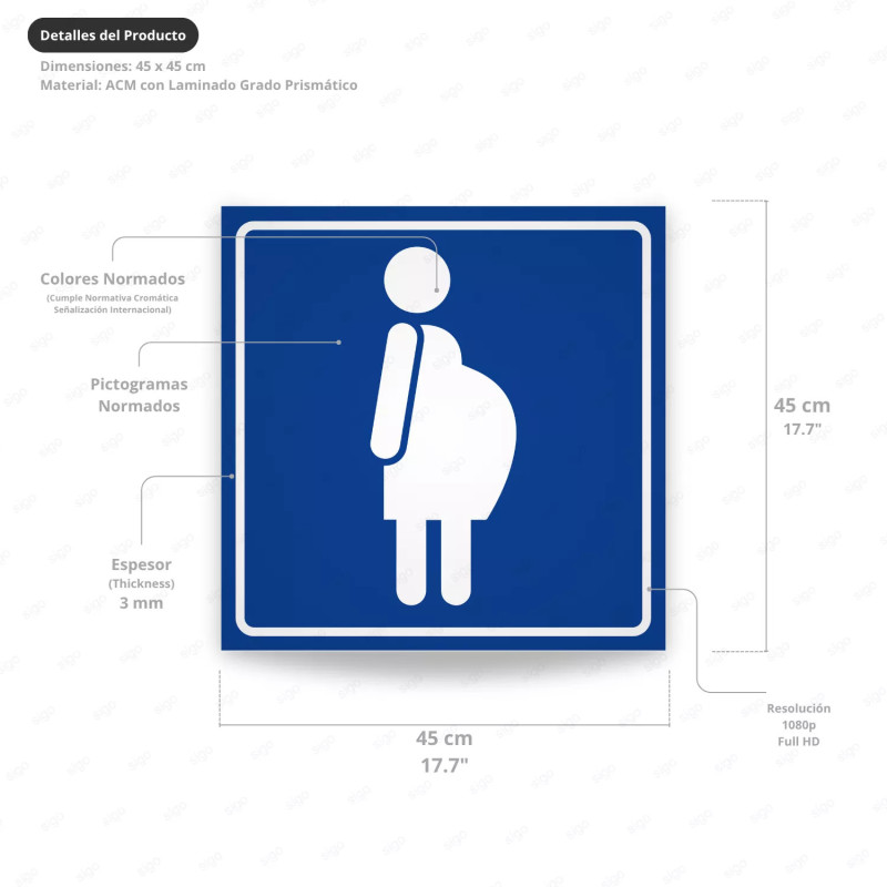 ‣ Rótulo Estacionamiento Embarazadas Azul | SIGO