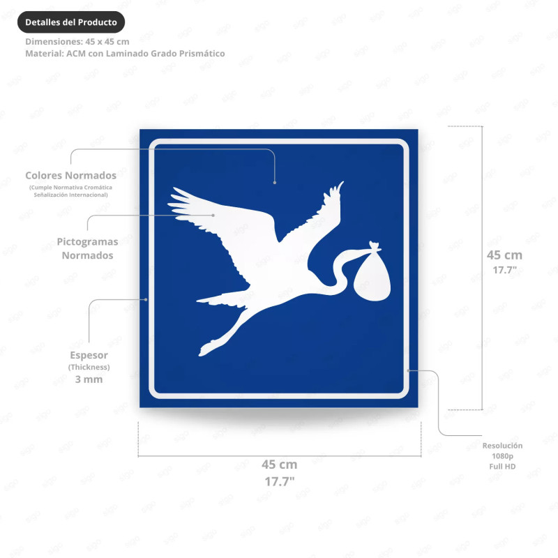 ‣ Rótulo Mujeres Embarazadas Reflectivo | SIGO