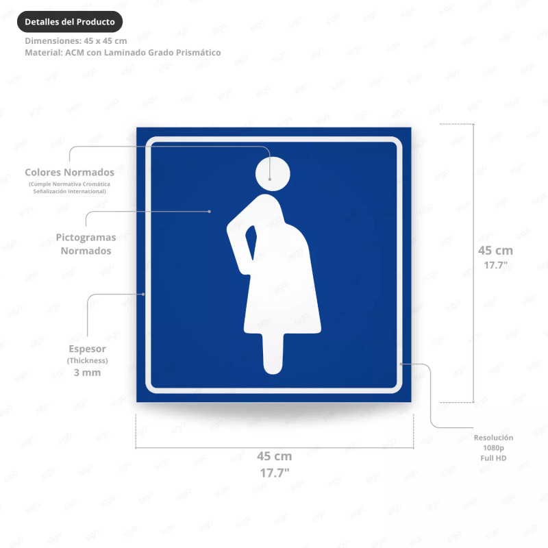 ‣ Rótulo Estacionamiento Embarazadas Reflectivo | SIGO
