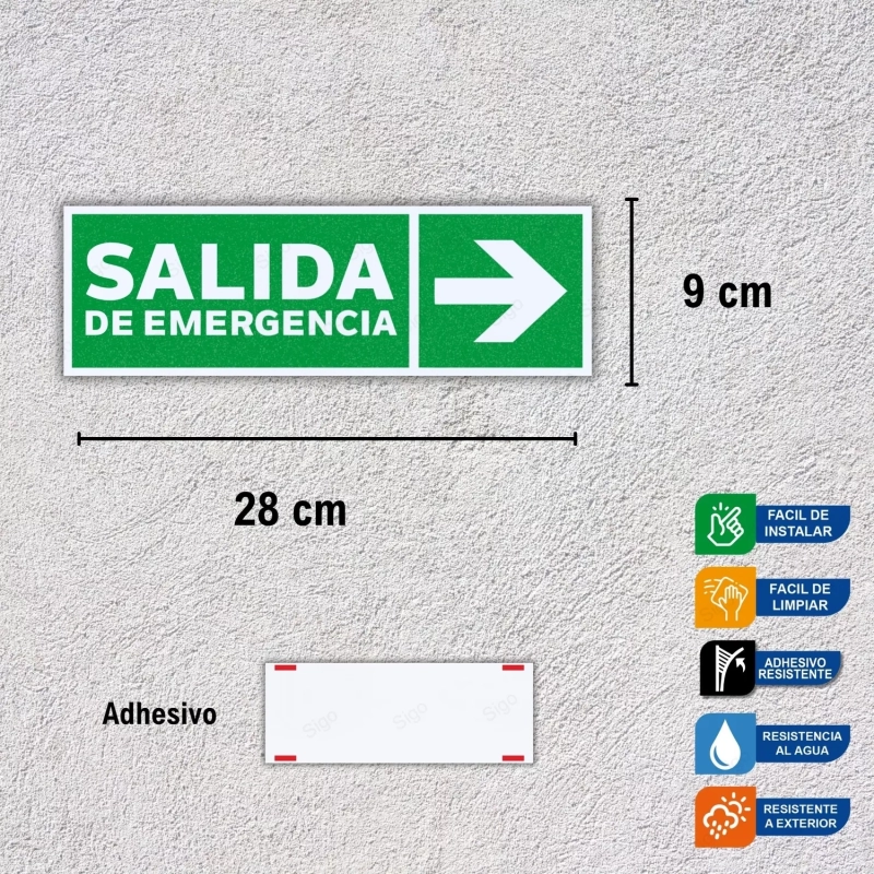 ‣ Rótulo Salida Emergencia Flecha Derecha | SIGO