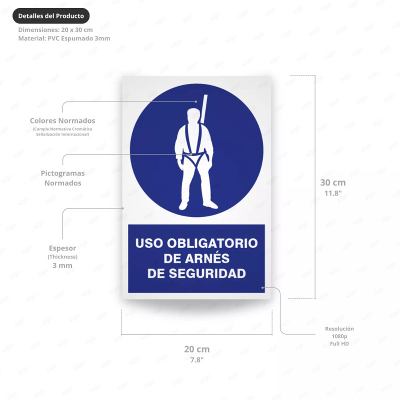 ‣ Rótulo: Uso obligatorio de arnés de seguridad | SIGO
