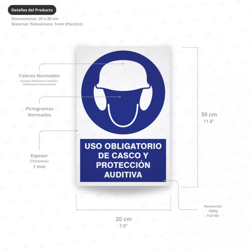 ‣ Rótulo Obligatorio: Casco y Protección Auditiva | SIGO