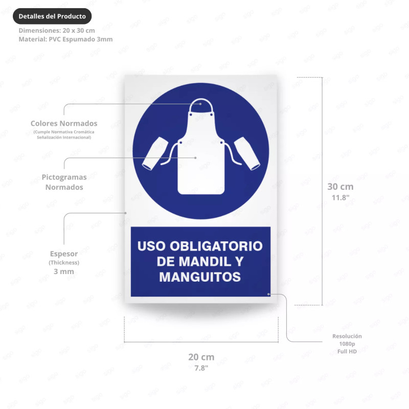 ‣ Rótulo: Uso obligatorio mantil y maguitos | SIGO