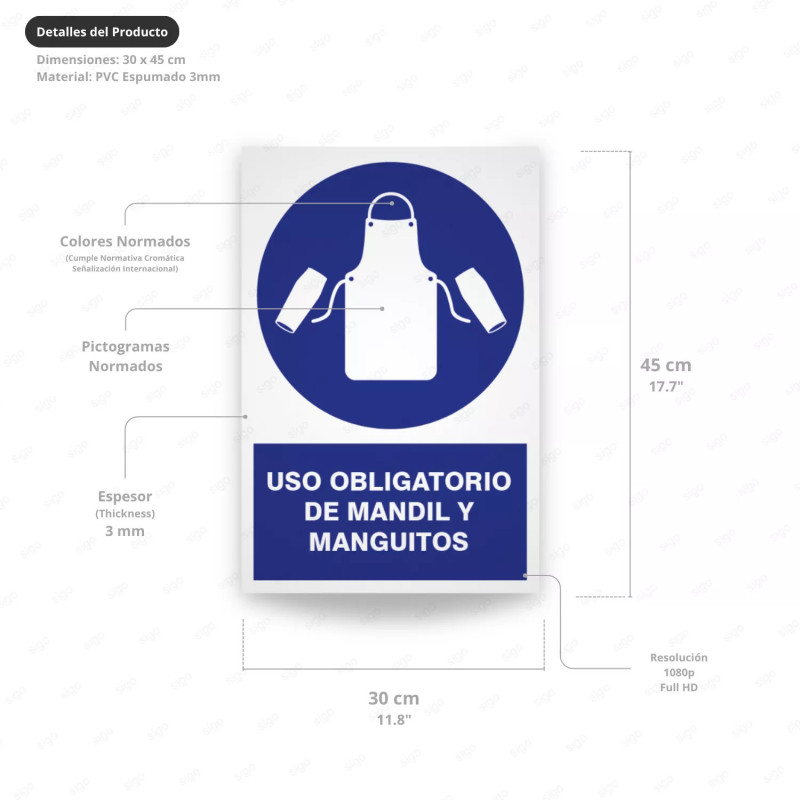 ‣ Rótulo: Uso obligatorio mantil y maguitos | SIGO