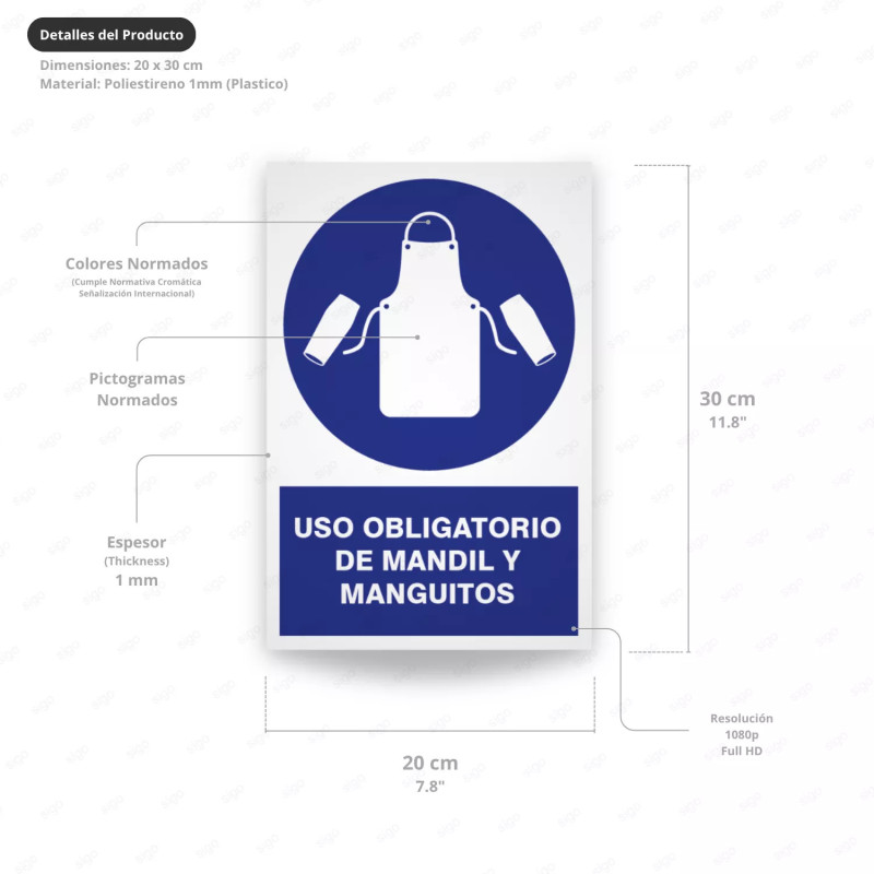 ‣ Rótulo: Uso obligatorio mantil y maguitos | SIGO