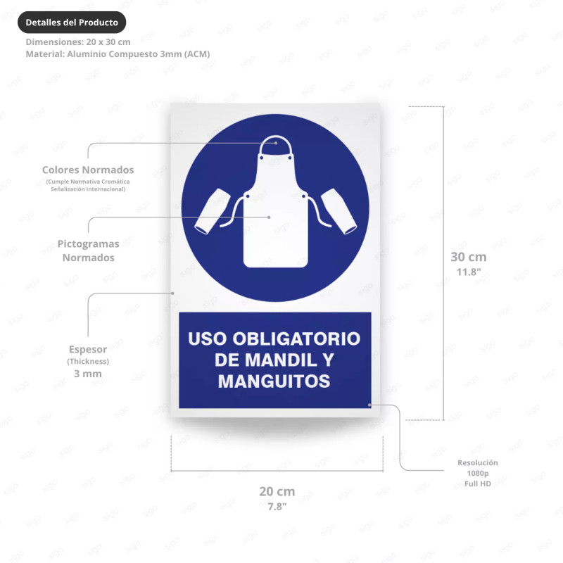 ‣ Rótulo: Uso obligatorio mantil y maguitos | SIGO