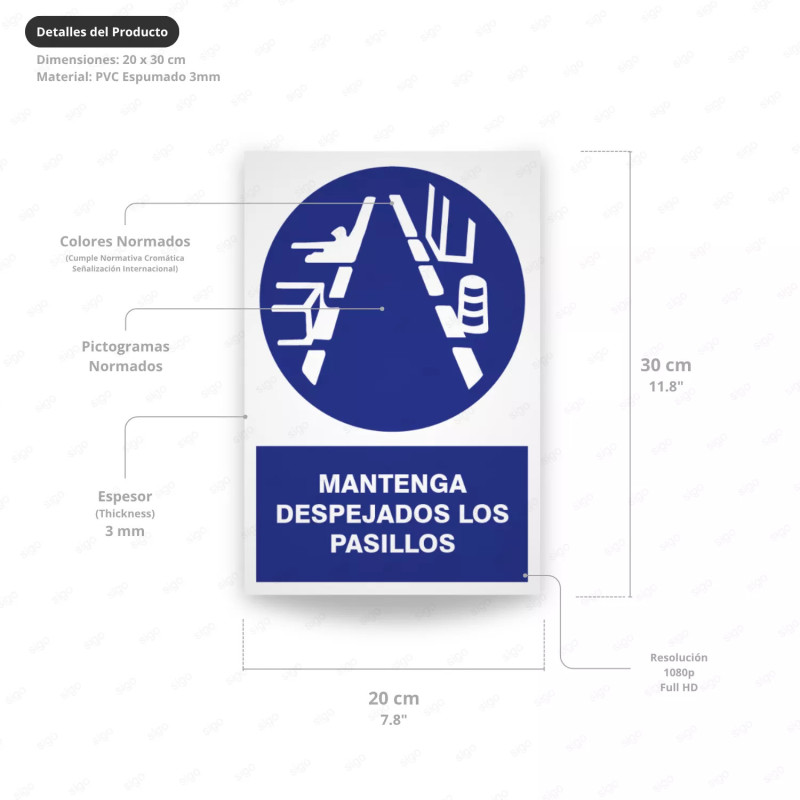 ‣ Rótulo: Mantenga Pasillos Despejados... | SIGO