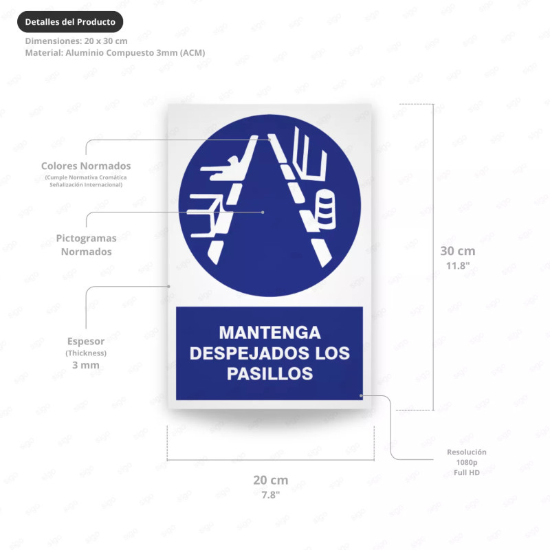 ‣ Rótulo: Mantenga Pasillos Despejados... | SIGO