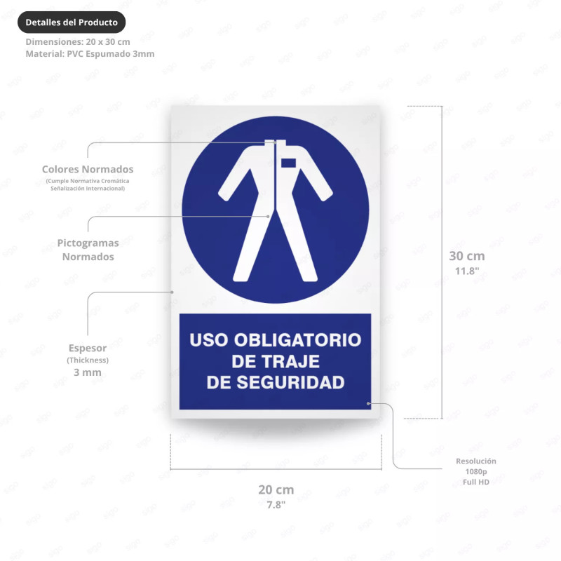 ‣ Uso obligatorio traje de seguridad rótulo | SIGO