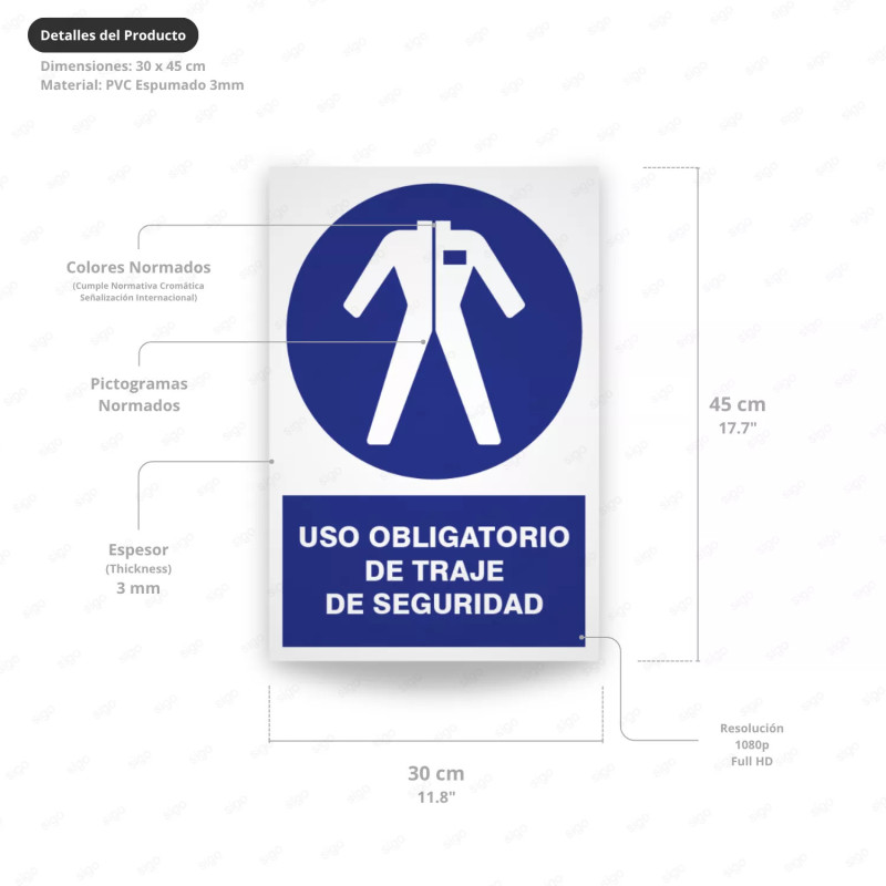 ‣ Uso obligatorio traje de seguridad rótulo | SIGO