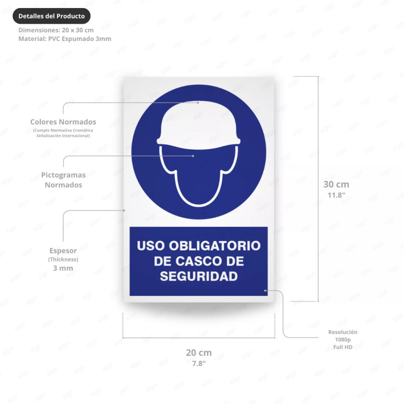 ‣ Uso obligatorio de casco - Rótulo de seguridad | SIGO