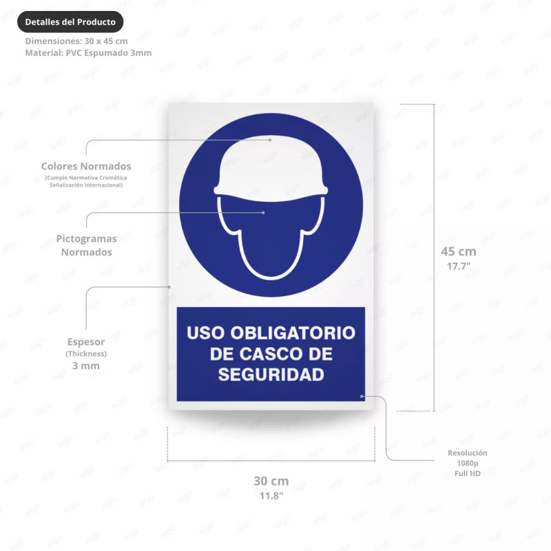 ‣ Uso obligatorio de casco - Rótulo de seguridad | SIGO
