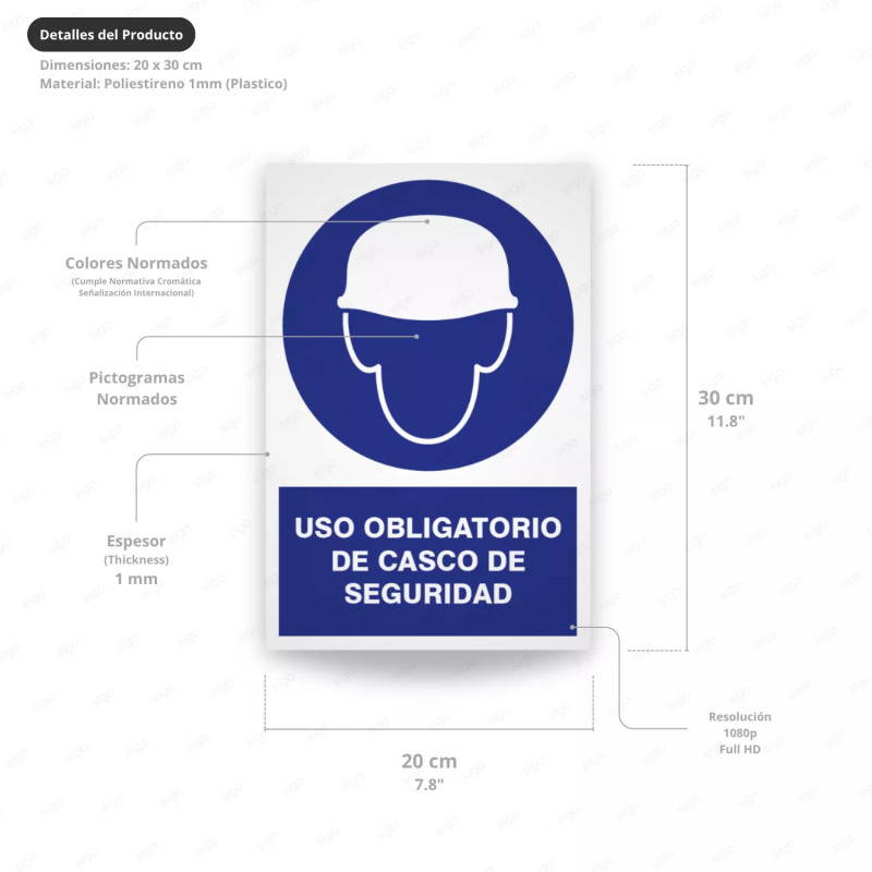 ‣ Uso obligatorio de casco - Rótulo de seguridad | SIGO