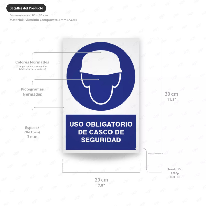 ‣ Uso obligatorio de casco - Rótulo de seguridad | SIGO