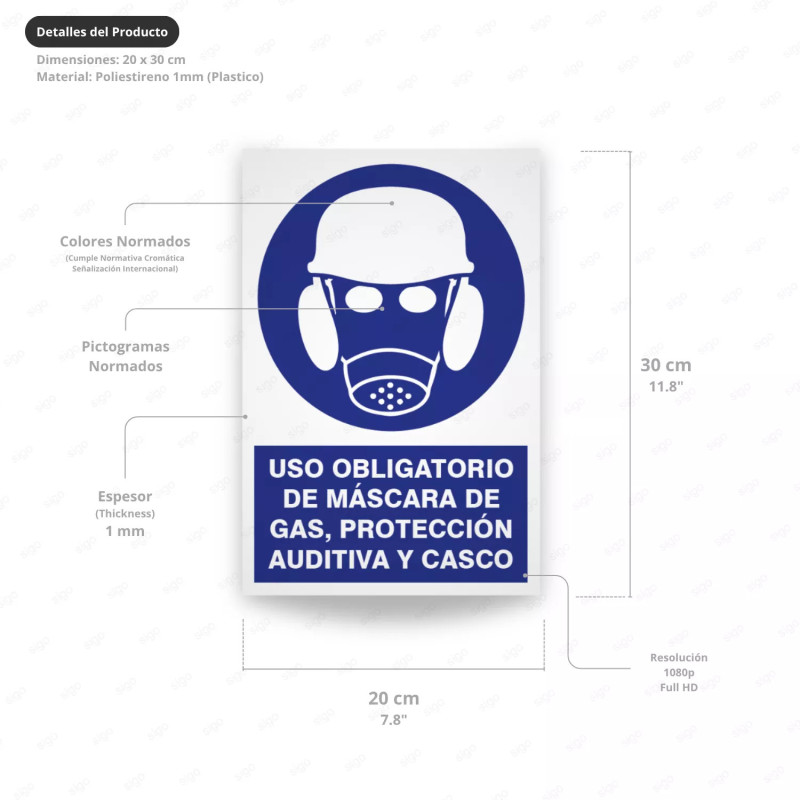 ‣ Rótulo: Uso obligatorio de máscara, casco... | SIGO