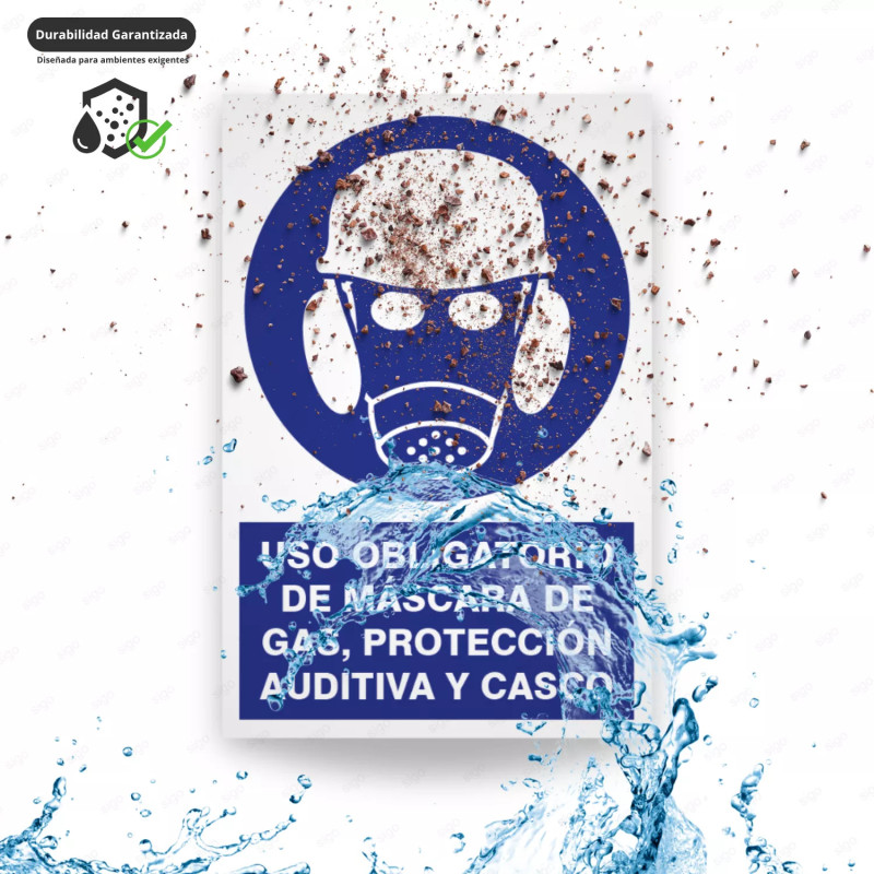 ‣ Rótulo: Uso obligatorio de máscara, casco... | SIGO