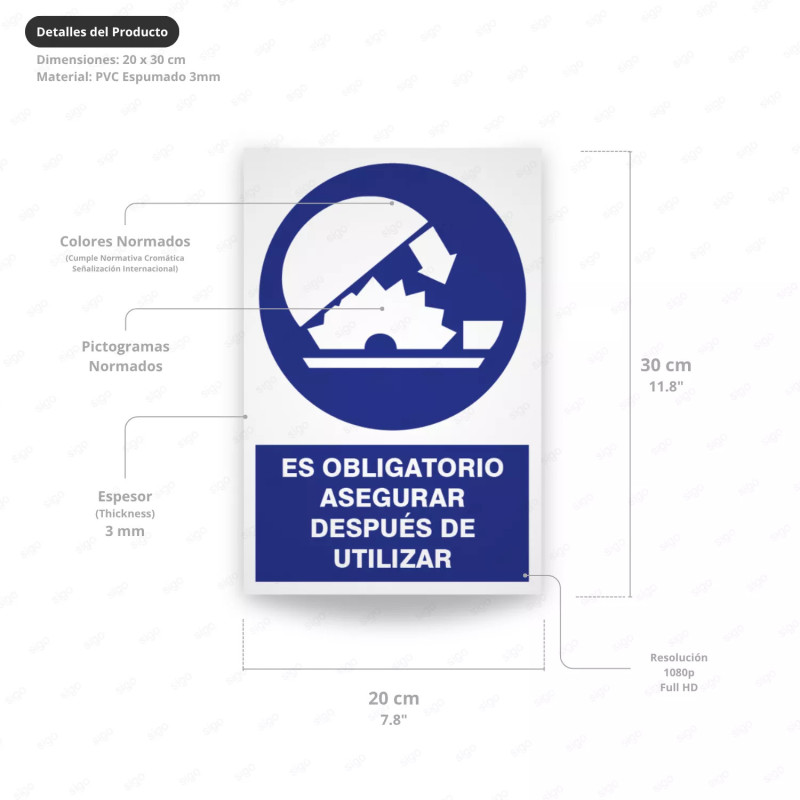 ‣ Rótulo de Seguridad: Asegurar Después... | SIGO