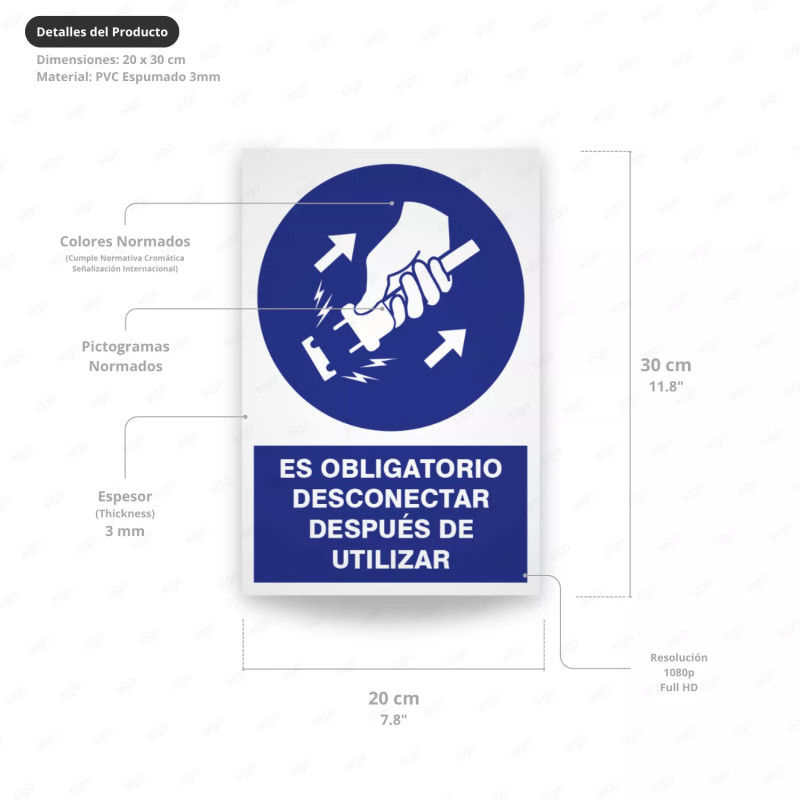 ‣ Rótulo Obligación: Desconectar tras uso... | SIGO