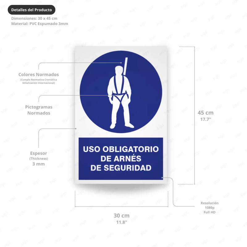 ‣ Rótulo: Uso obligatorio de arnés de seguridad | SIGO