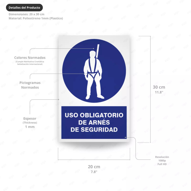 ‣ Rótulo: Uso obligatorio de arnés de seguridad | SIGO