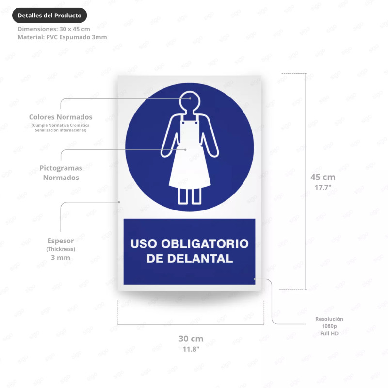 ‣ Rótulo Obl: Uso obligatorio de delantal | SIGO
