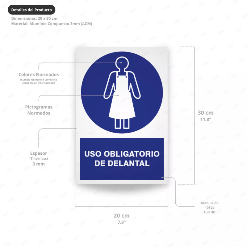 ‣ Rótulo Obl: Uso obligatorio de delantal | SIGO
