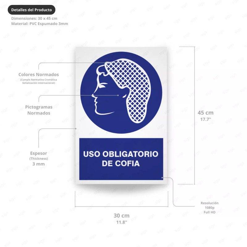 ‣ Uso obligatorio de cofia - Rótulo | SIGO