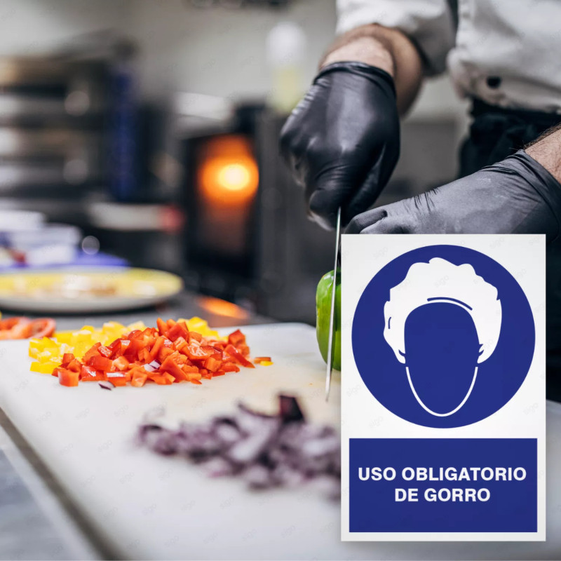 ‣ Uso obligatorio de cofia | Rótulo Obligación... | SIGO