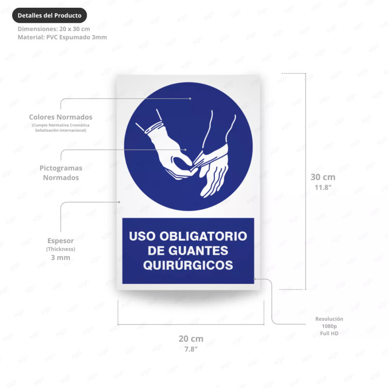 ‣ Uso obligatorio guantes quirúrgicos Rótulo | SIGO