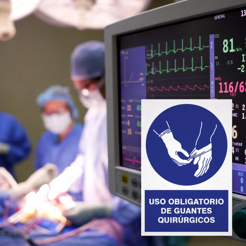 ‣ Uso obligatorio guantes quirúrgicos Rótulo | SIGO