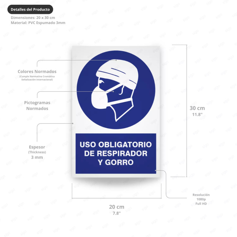 ‣ Uso obligatorio: respirador y gorro | SIGO