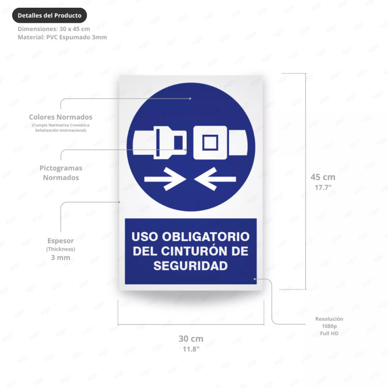 ‣ Rótulo: Uso obligatorio del cinturón... | SIGO
