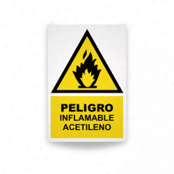 Rótulo de Atención - Peligro inflamable acetileno | Cod. AD-109
