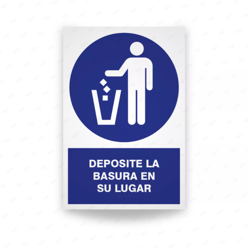 ‣ Rótulo Oblig. - Deposite basura en su lugar | SIGO