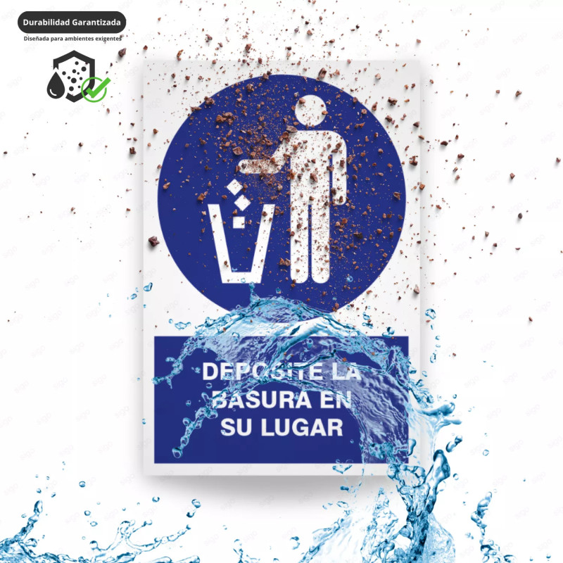 ‣ Rótulo Oblig. - Deposite basura en su lugar | SIGO