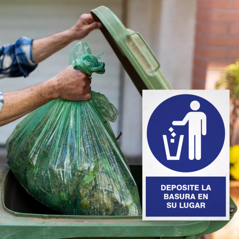 ‣ Rótulo Oblig. - Deposite basura en su lugar | SIGO