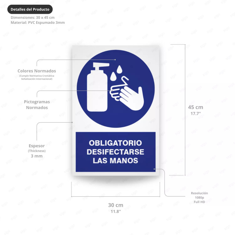‣ Rótulo Obligación: Desinfectarse Manos... | SIGO