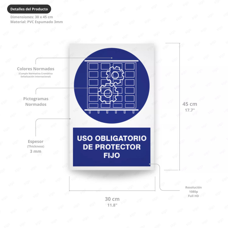 ‣ Rótulo: Uso obligatorio de protector fijo... | SIGO