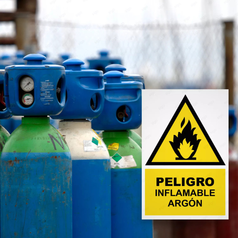 ‣ Rótulo Atención: Cuidado Inflamable Argón... | SIGO