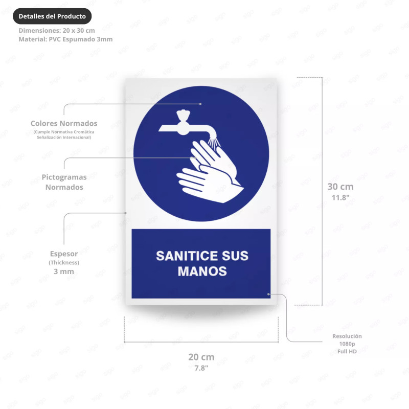 ‣ Rótulo Obligación: Sanitice sus manos... | SIGO