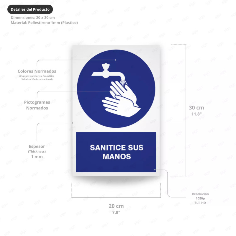 ‣ Rótulo Obligación: Sanitice sus manos... | SIGO