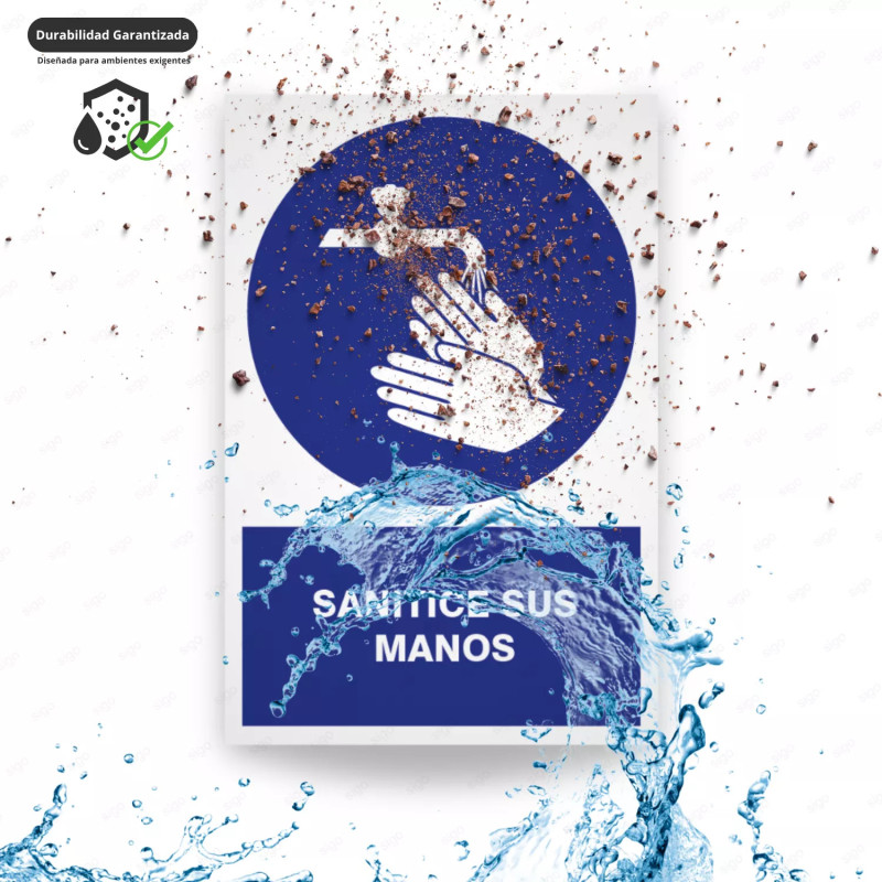 ‣ Rótulo Obligación: Sanitice sus manos... | SIGO