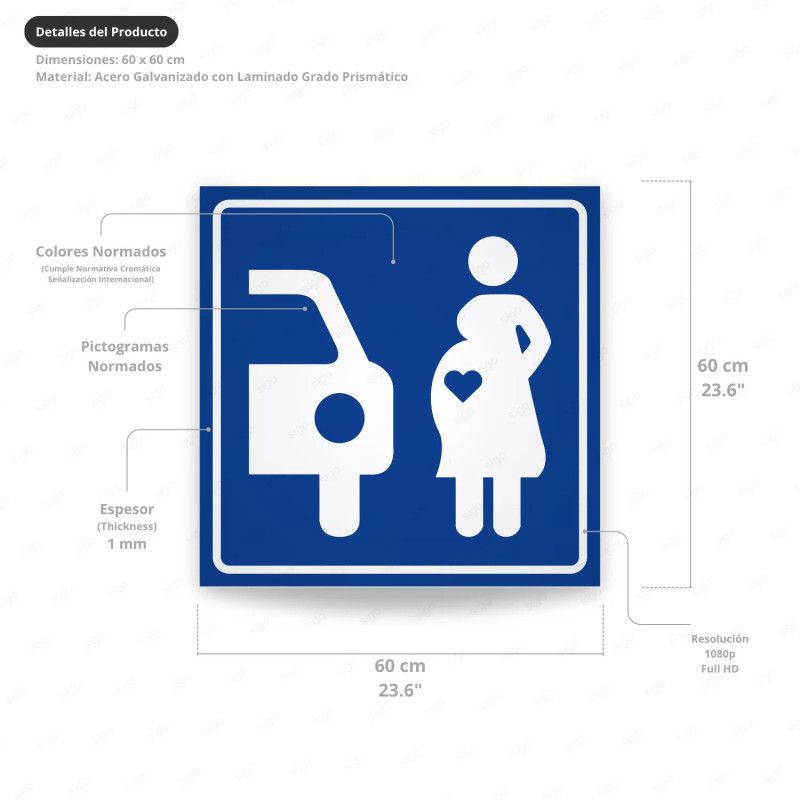 ‣ Rótulo Estacionamiento Embarazadas Reflectivo | SIGO