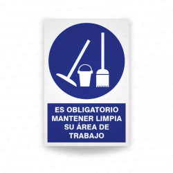 Rótulo de Obligación - Es obligatorio mantener limpia su area de trabajo | Cod.  OB-171